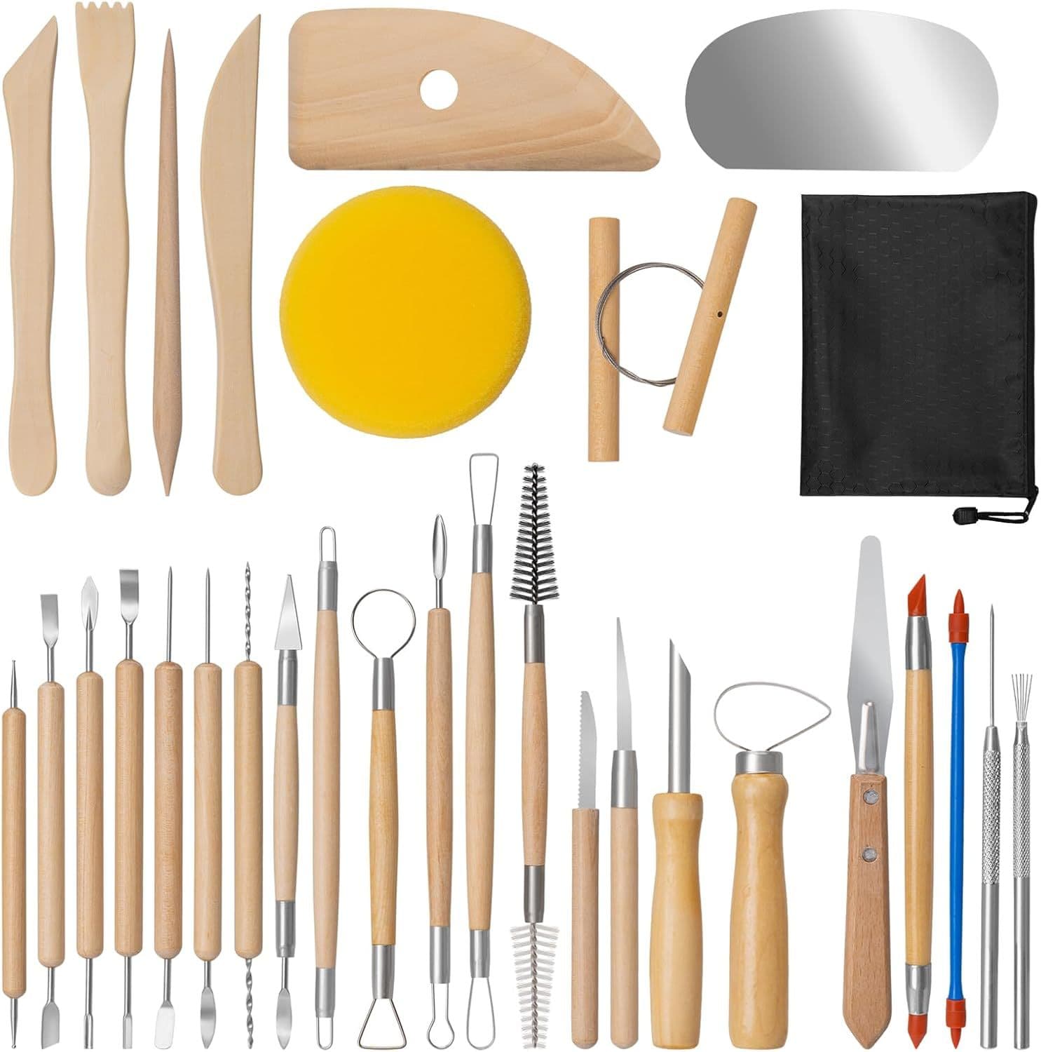 Cross-border pottery tool set wooden carving knife soft clay clay sculpture repair and drawing clay handmade DIY carving knife