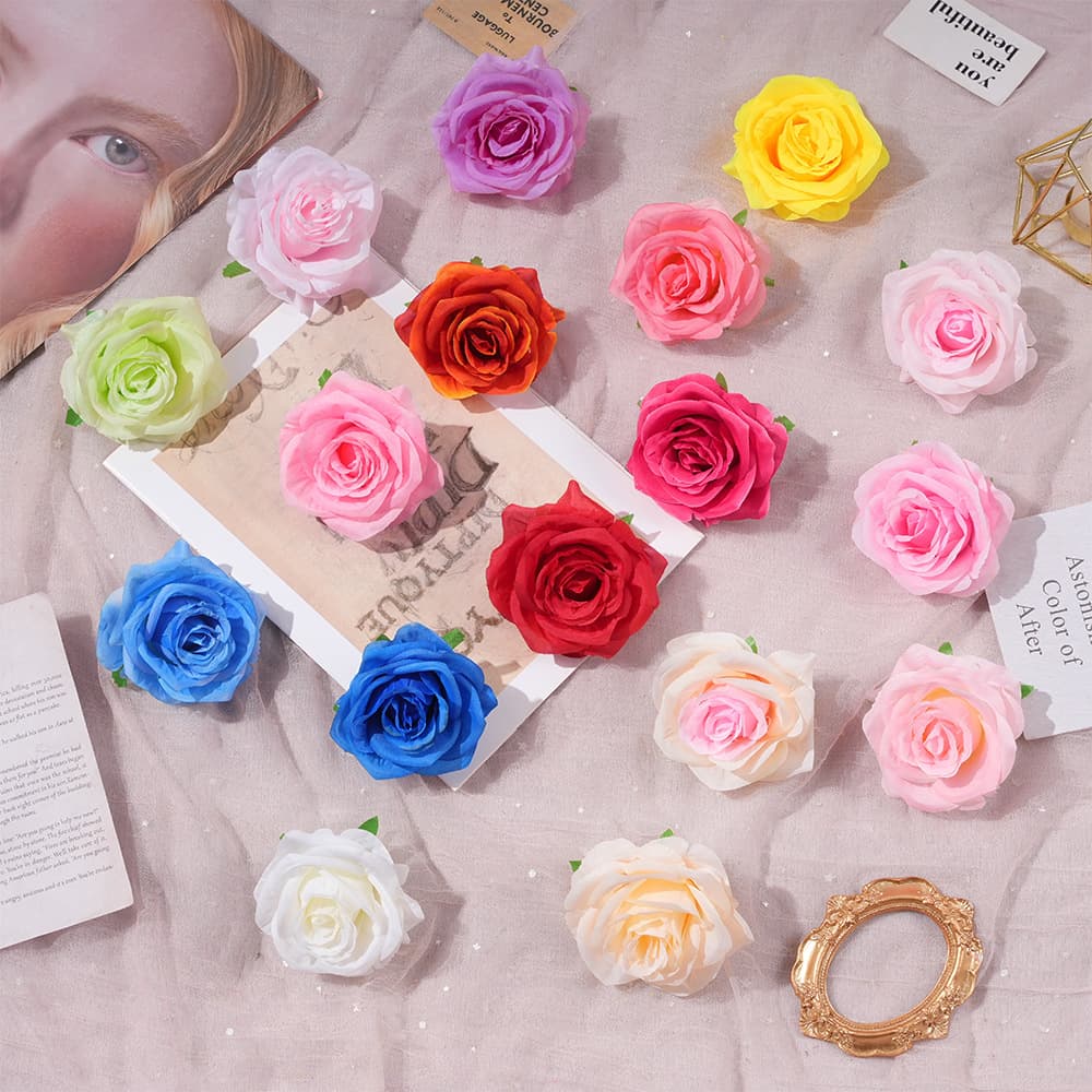 Artificial Anna Rose Flower Head Wall Silk Flower Wedding DIY Handmade Flower Fake Flower Decoration Wreath Artificial Flower Head