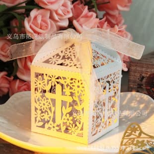 Factory Wholesale European Creative Wedding Candy Box, Hollow-out Candy Box, Cross Flower Laser-cut Paper Box, Minimalist Gift Box