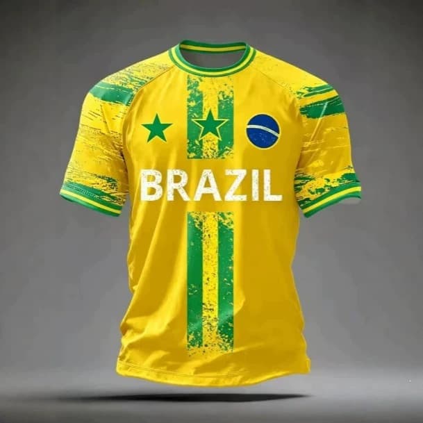 2026 Summer New Brazil Men's Football Jersey Short Sleeve T-Shirt Casual O-Neck Sports T-Shirt Men's Clothing T-Shirt