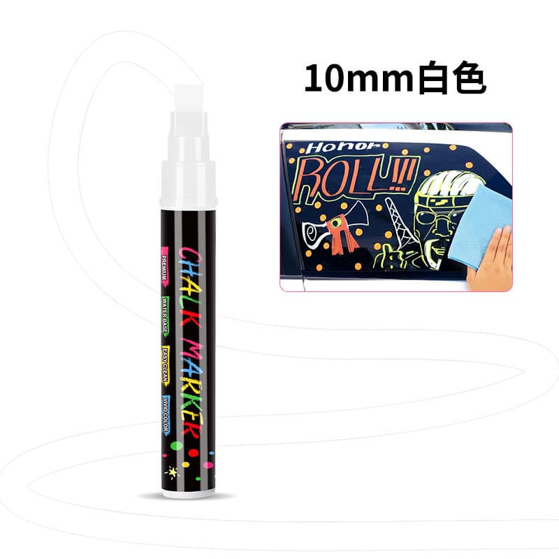 Suomeiqi White Liquid Chalk for Graffiti, Erasable Fluorescent Board Pen, Water-Soluble, Dust-Free, Non-Greasy Blackboard Pen