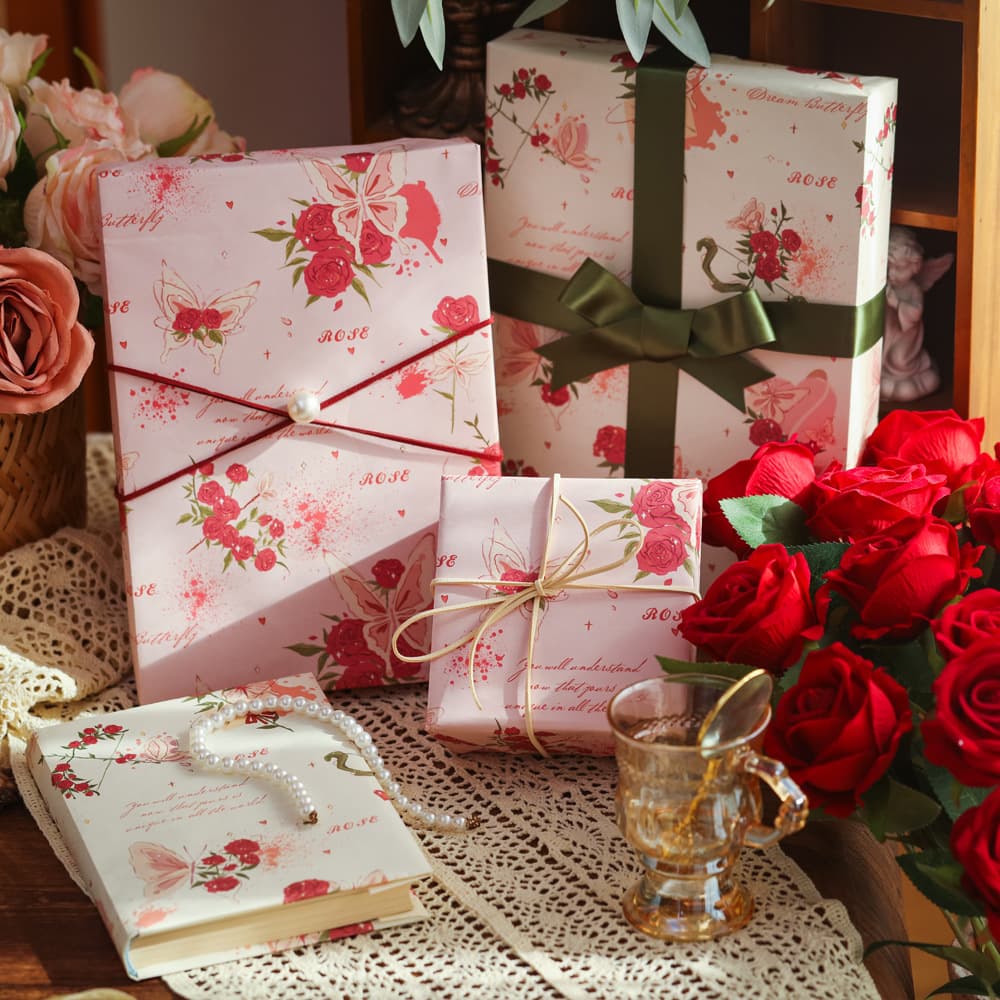 Haoshile 6 pieces of romantic rose lover wrapping paper gift gift paper bag book cover paper ins style birthday lover