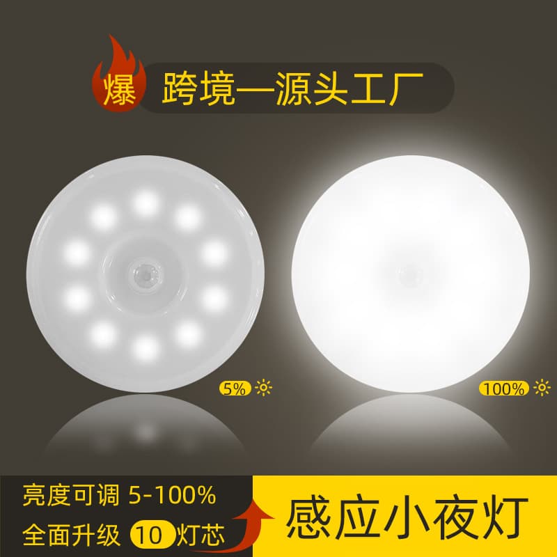 LED Motion Sensor Night Light Wireless Magnetic USB Charging Dimmable Dual-color Wardrobe Cabinet Lamp Bedside Remote Control Light