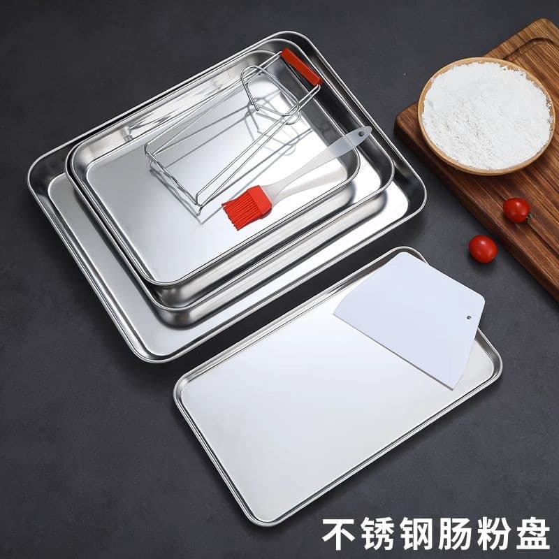 Internet celebrity household rice roll special steaming plate rectangular stainless steel plate cool skin tool rice roll rice roll rice roll