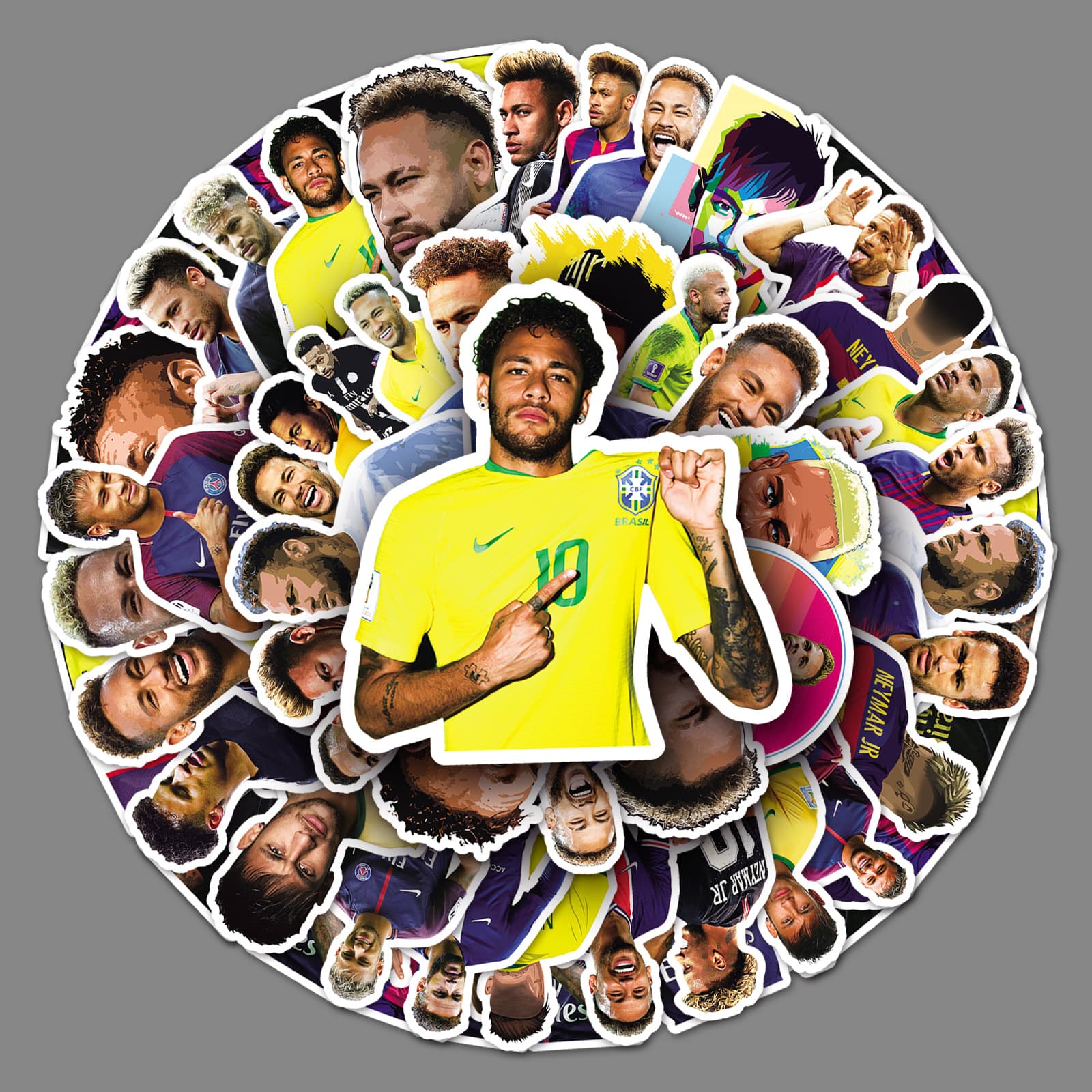 50-Pack Waterproof Stickers Neymar Graffiti Celebrity Football Star DIY Notebook Luggage Phone Case Decals Cute Printed Design