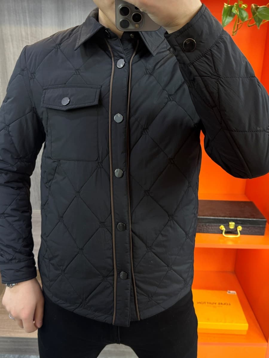 Winter autumn men's new cotton jacket casual lightweight lapel diamond pattern versatile coat warm slim fit.