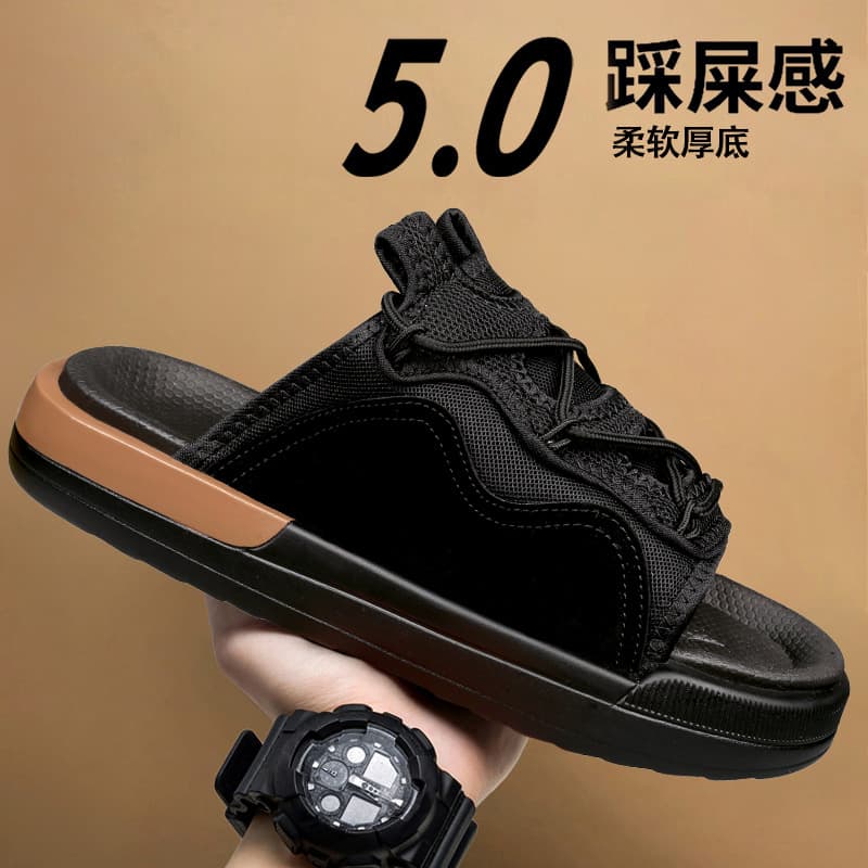 New Summer Extra Large Air Cushion Men's Slippers, Wear-resistant Thick Sole Outdoor Sports Casual Sandals, Trendy Flip Flops