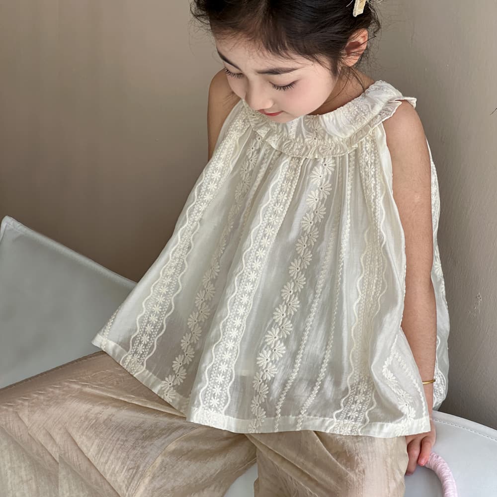 Girls' Shirts Children's Forest Lace Collar Vest 2026 Summer New Style Medium and Large Children's Summer Loose Tops