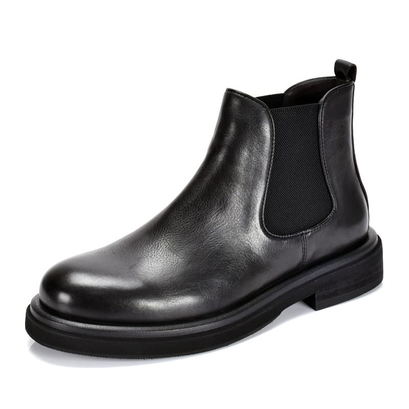 Men's Chelsea Boots Genuine Leather High-Top British Retro Soft Leather Short Boots Autumn Winter High-Top Shoes Thick Sole Cowhide Martin Boots