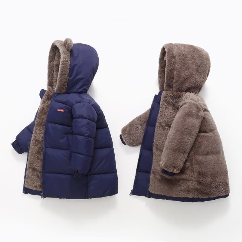 2026 New Kids Clothing Boys Girls Cotton Padded Jacket Kids Down Cotton Coat Fleece Lined Thickened Mid Long Toddler Kids Winter Coat