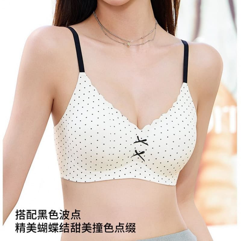 Factory Direct Sweet Floral Cotton Bra for Women, Push-Up, Side Coverage, Wire-Free Design