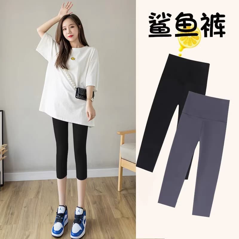 Women's 7/8 Length Shark Skin Leggings for Summer, Thin, Butt Lifting, Yoga Pants, Tight Stretchy Capri Tights