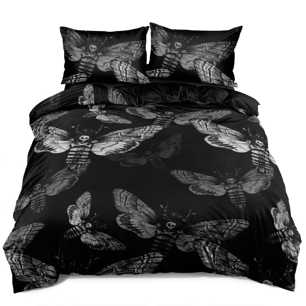 Amazon Cross-Border Death Skull Duvet Cover Gothic Skull Moth Decorative Bedding Factory Direct