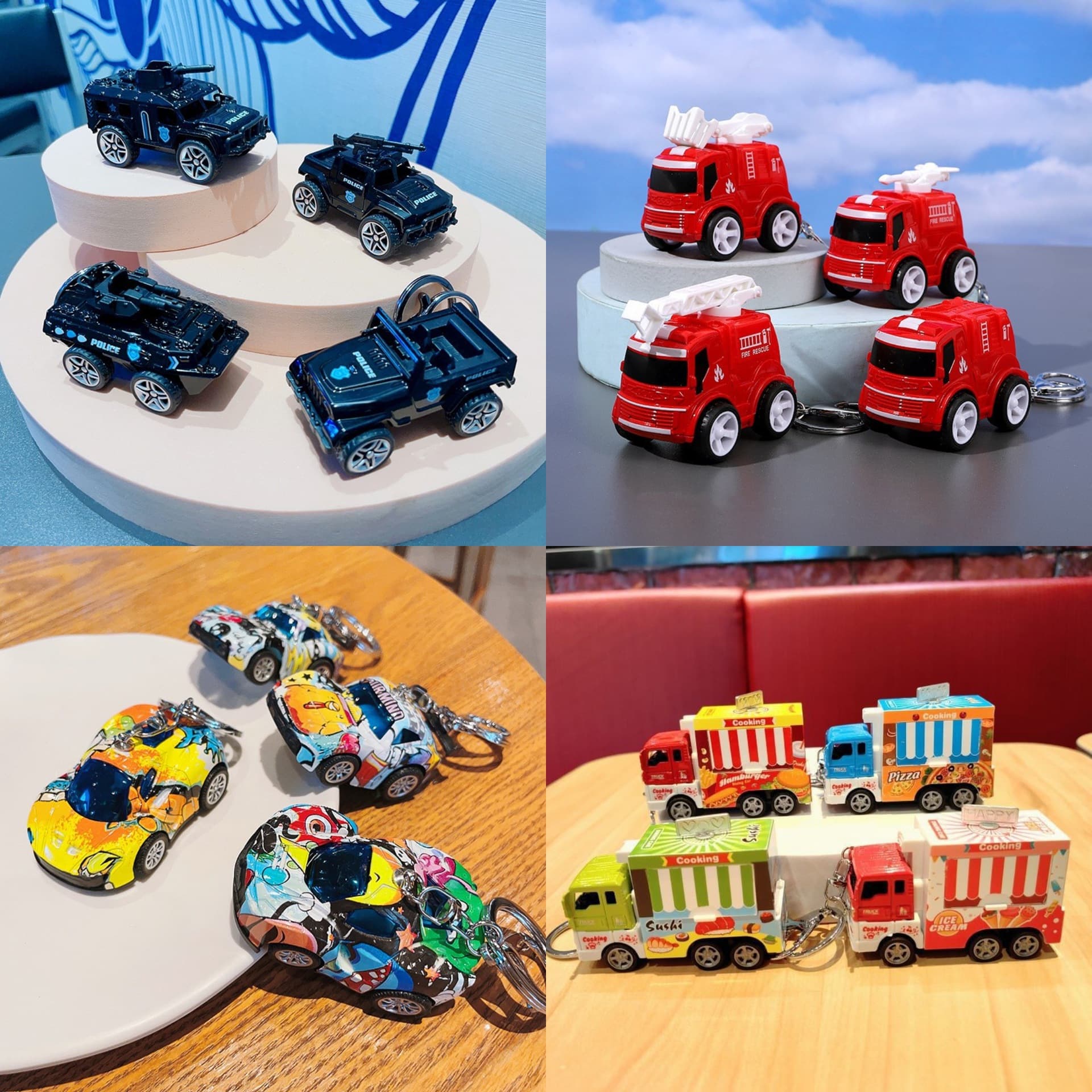 Trendy Alloy Pull-Back Car Series Keychain Pendant Mini Car Model Decoration Children's Toy Small Gift
