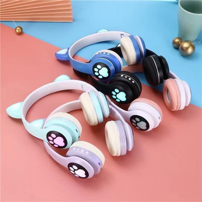 Viv-23M Bluetooth Headset Luminous Cat Ear Wireless Headset Stereo Sports Gaming Headset