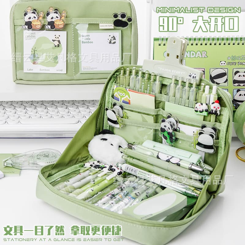 Jian Yi Cheng Pin Dopamine Extra Large Capacity Multifunctional Solid Color 90-Degree Pencil Case Essential for Girls Card Display Storage