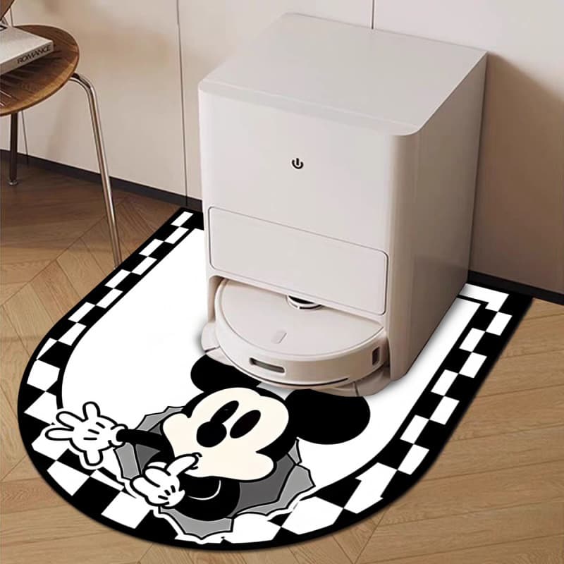 Fun Text Robot Vacuum Diatomite Floor Mat, Water-Absorbent, Stain-Resistant, Easy to Clean, Non-Slip, Durable, Storage Mat