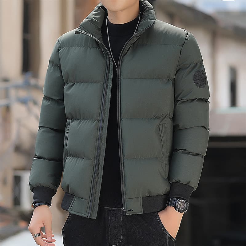 Winter Cotton Jacket for Men, Thickened Plus Size, Casual Korean Style Solid Color Fashion Youth Cotton Coat, Stand Collar Short Design Stylish Outerwear