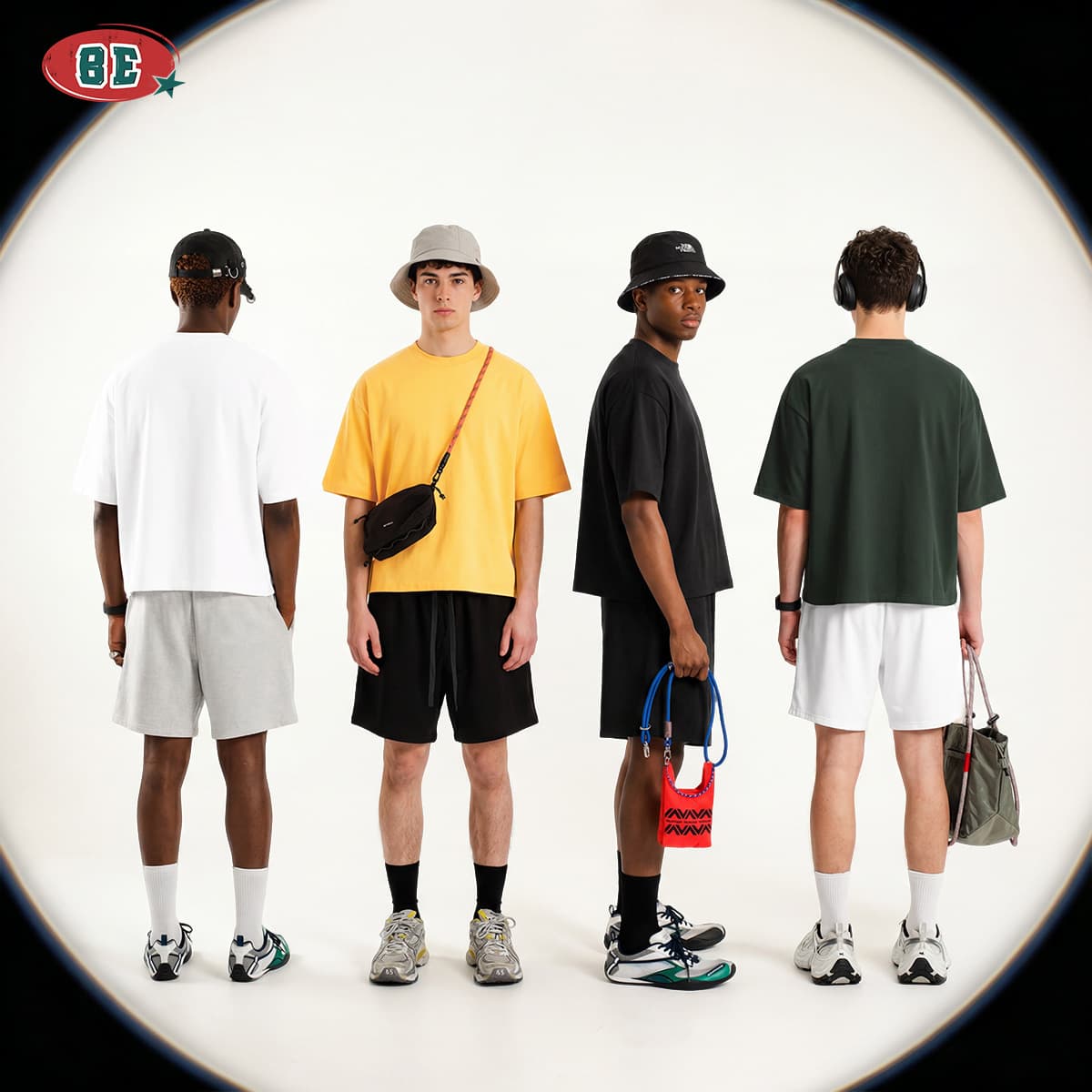 Be Men's Clothing | 2026 Summer American Trendy Brand Nasoro Short-Sleeved Loose Solid Color Casual Off-Shoulder T-Shirt for Men