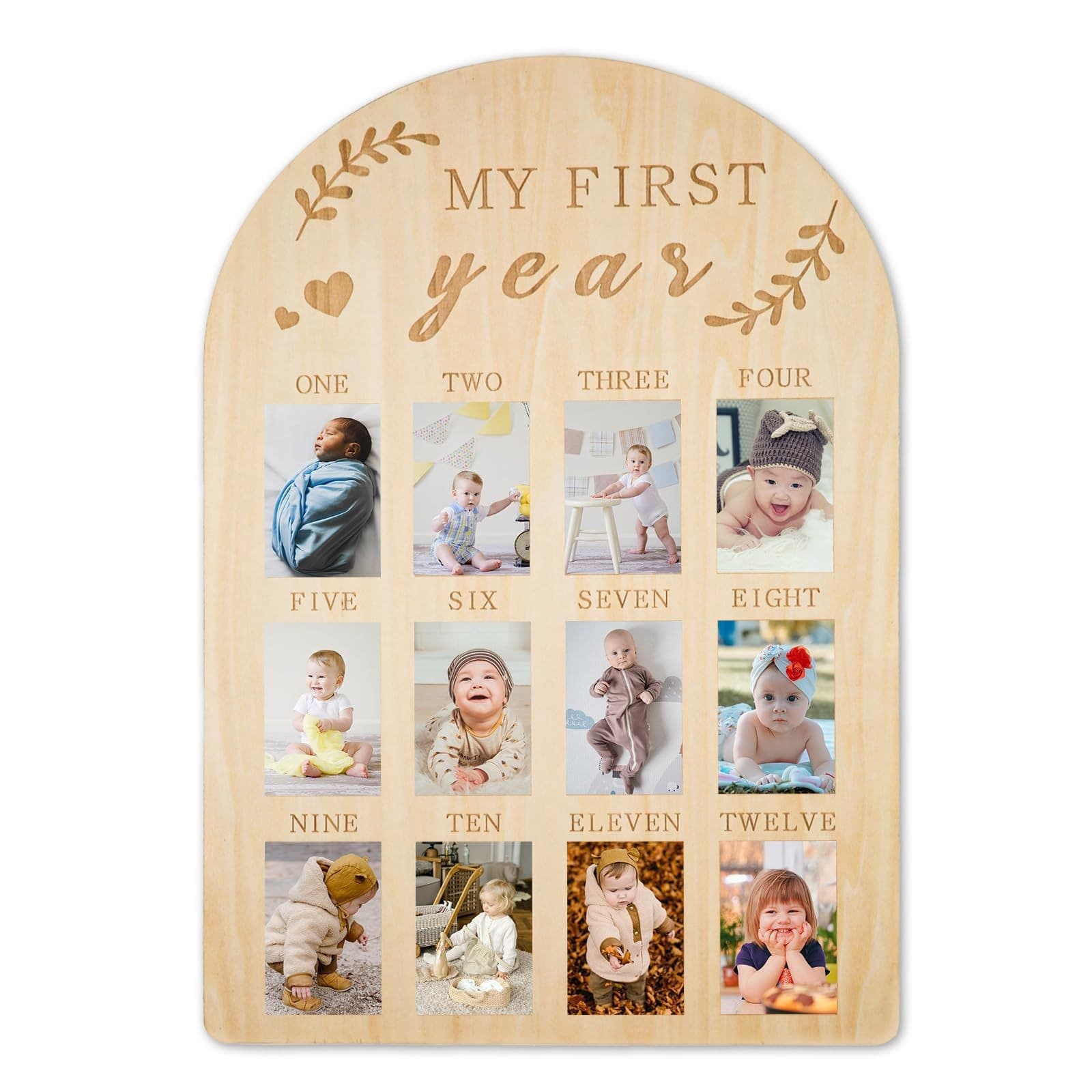 Growth photo frame newborn commemorative year photo display cross-border wooden newborn calendar baby milestones