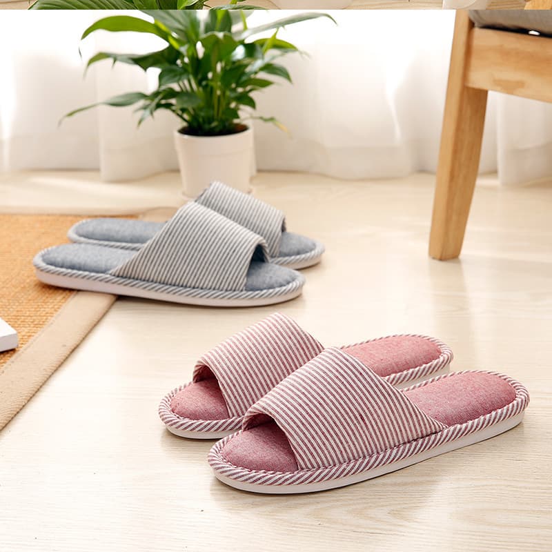 Spring and Autumn Couple Cotton Slippers Women's Summer Home Indoor Wooden Floor Japanese Linen Soft Sole Casual Non-Slip Shoes Manufacturer