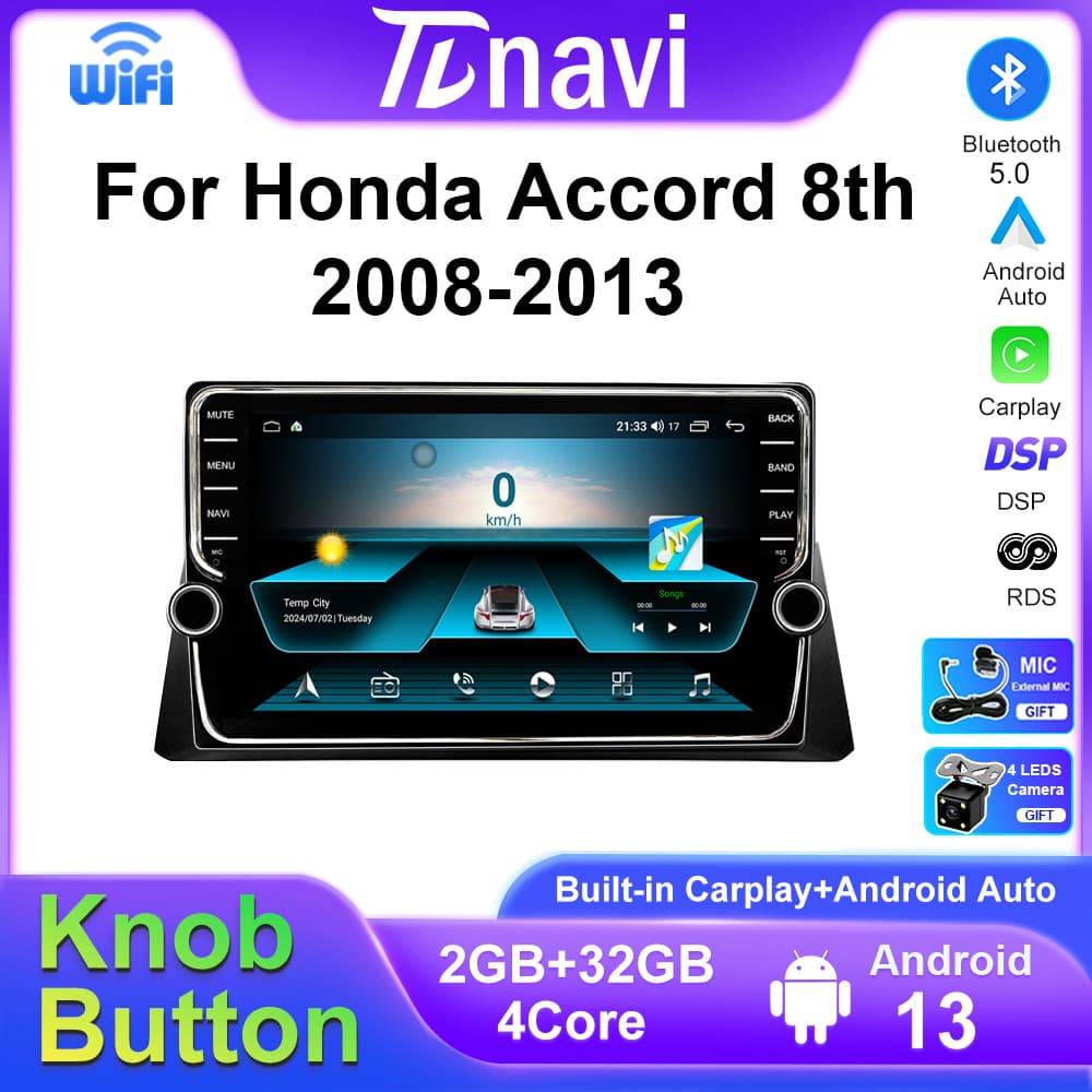 Cross-border Exclusive For Honda Accord 8th Gen 2008-2013 Android Large Screen Knob Unit CarPlay