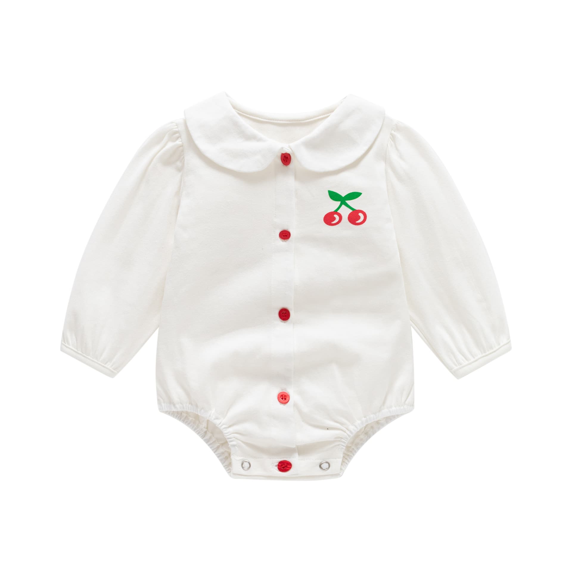 Baby Girl Bodysuit Summer Thin Style Triangle Romper Korean Cherry Print Infant Clothing