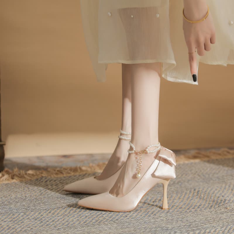 316-202 High Heels Women's Wedding Shoes Main Wedding Bridal Shoes All-match Daily Wearing Engagement Dress Shoes Size