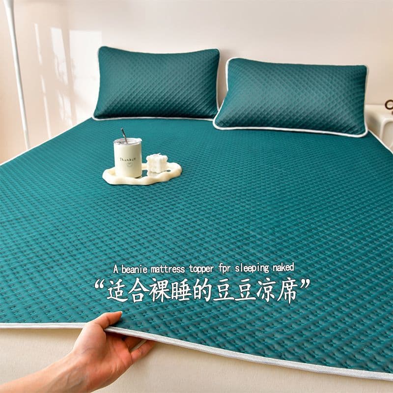 Summer Ice Silk Bean Dot Massage Mat Three-Piece Set Foldable Dormitory Student Single Washable Non-Slip Air Conditioner Soft Mat