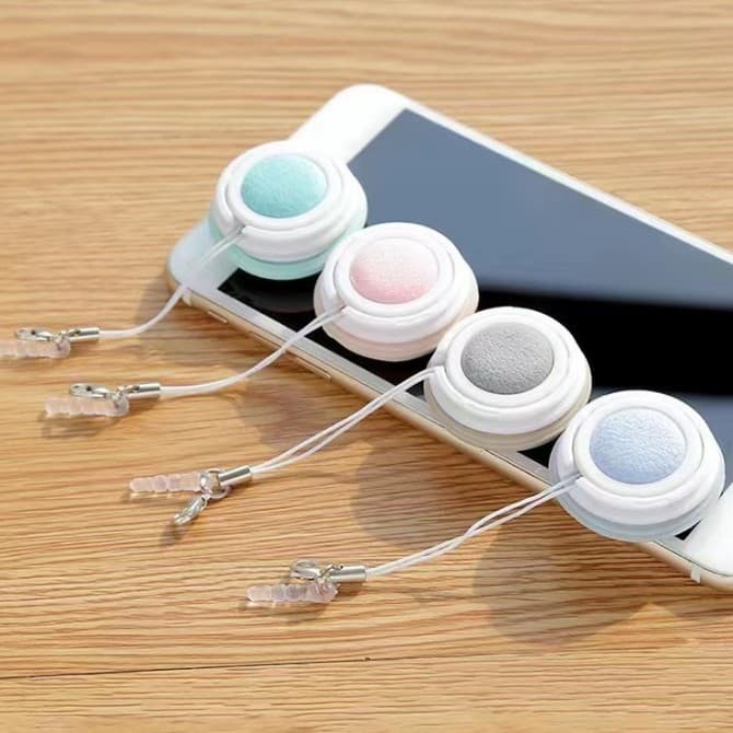 Macaron Phone Screen Cleaner, Eyeglass Lens Cleaner, Gold Hook, Chamois Cloth Screen Cleaning Tool Pendant