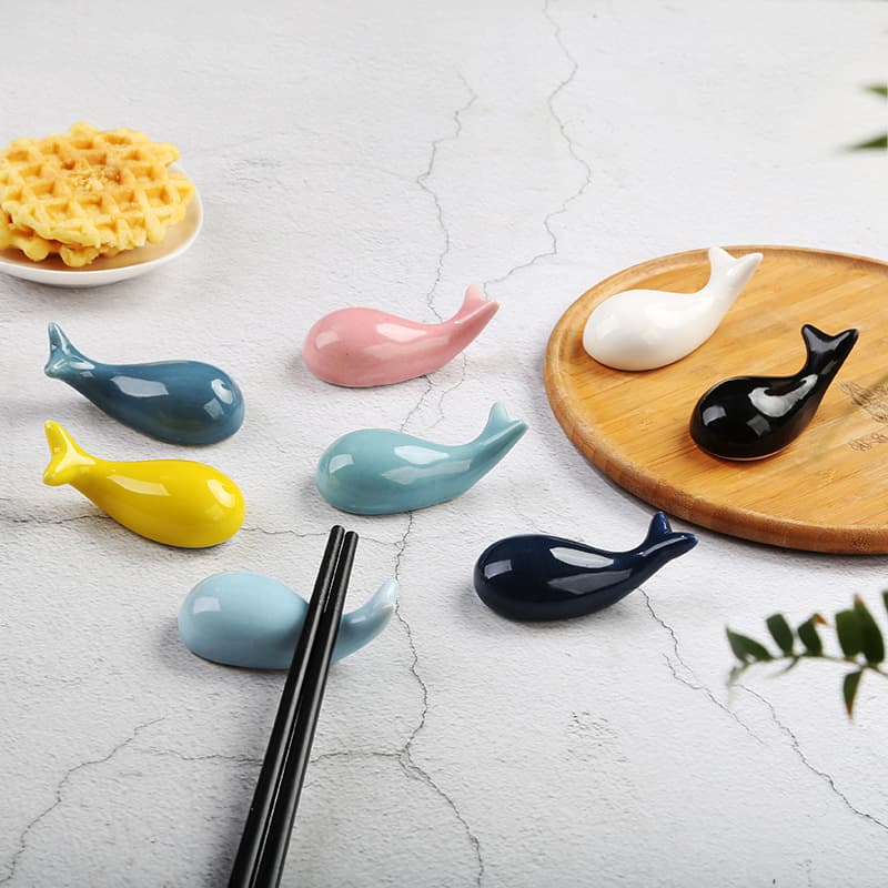 Cute Cartoon Japanese-style Small Whale Ceramic Chopstick Rest Dolphin Hotel Tableware Creative Home Ornament Incense Holder