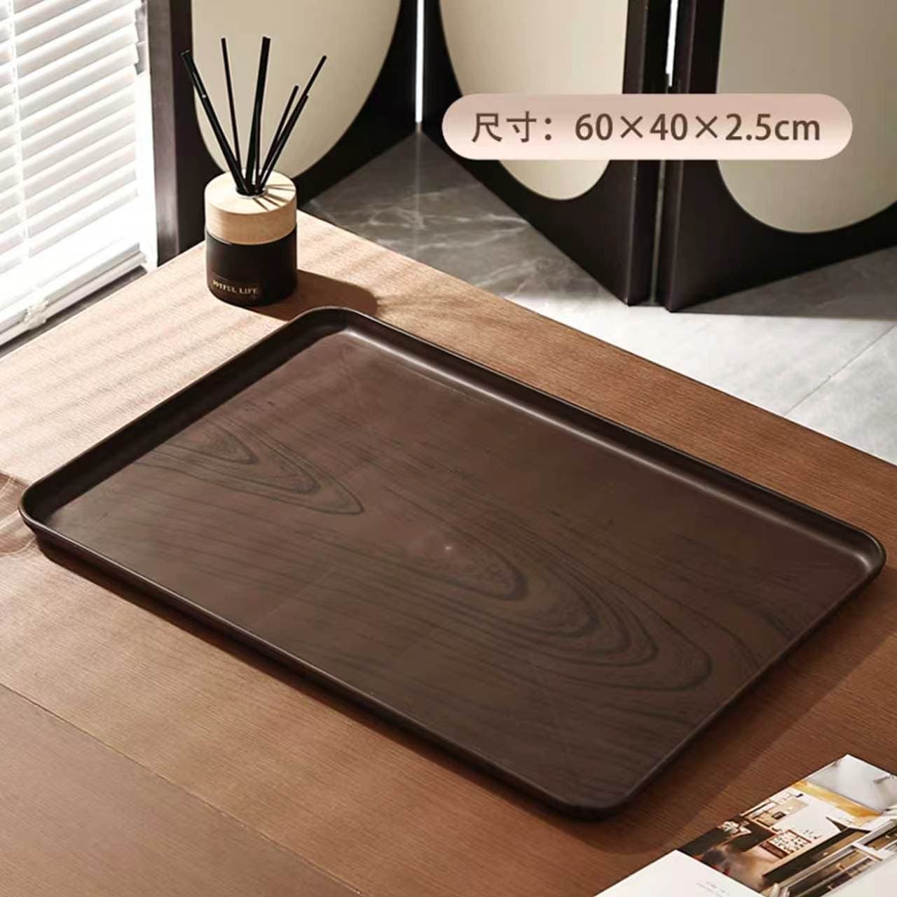 Factory Direct Wood-Grain Tray Rectangular Household Cup Tea Cup Storage Tea Tray Commercial Cake Dessert Plate