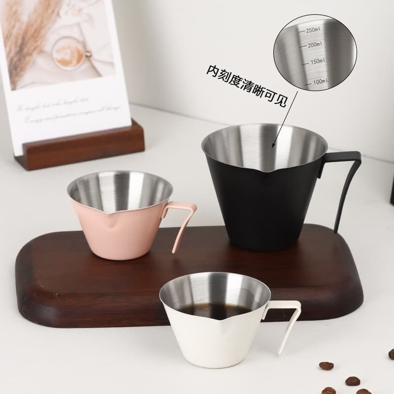 304 Stainless Steel Coffee Measuring Cup with Graduation Marks and Spout, Espresso Cup, Extraction Cup, Liquid Receiver, Ounce Cup