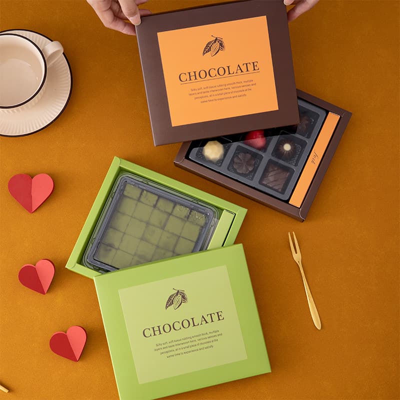 9 square grid raw chocolate packaging box high-end raw chocolate box diy raw chocolate box with fork box gift box small packaging