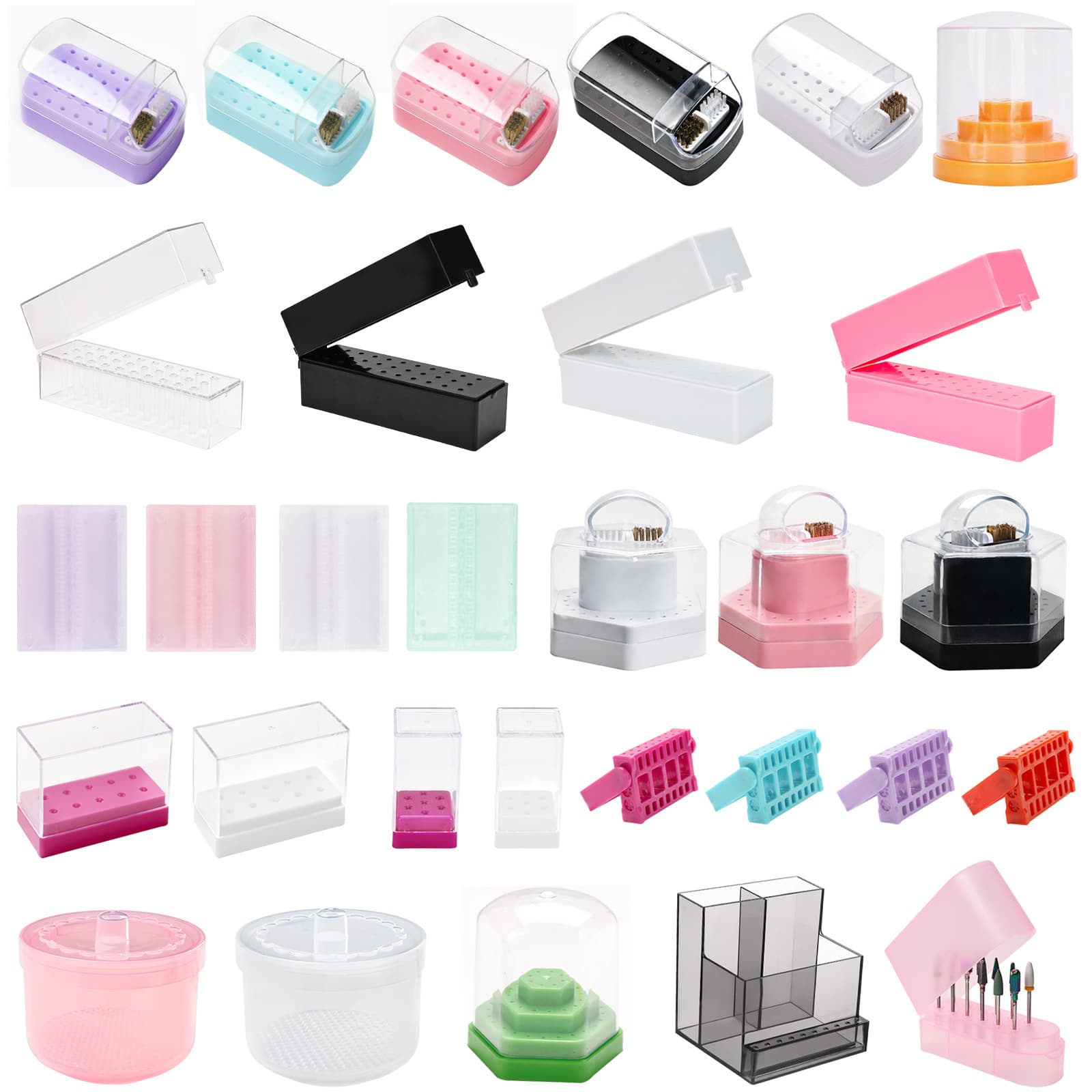 Cross-border Nail Drill Bit Storage Box, Drill Bit Case, Cleaning Dustproof Display Box, Nail Storage Box, Tools Wholesale
