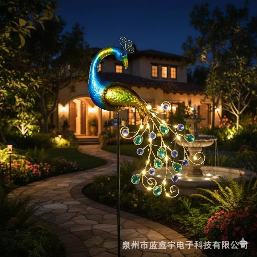 Cross-border Amazon solar outdoor peacock bird string lights, large garden and courtyard decorative lights