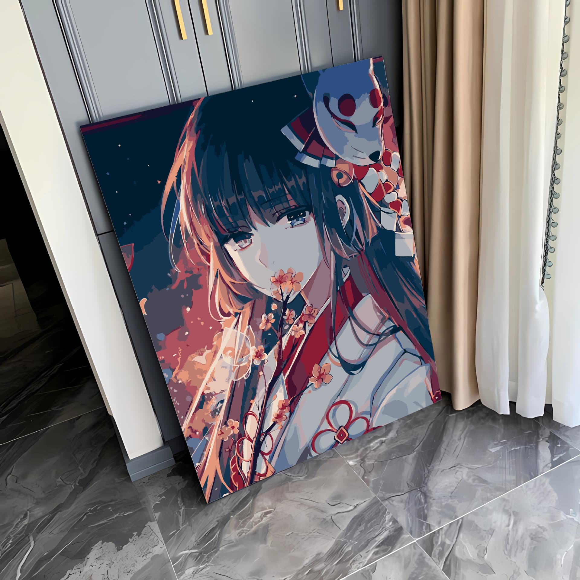 diy digital oil painting hand-painted coloring two-dimensional cartoon anime character beautiful girl living room decoration oil painting