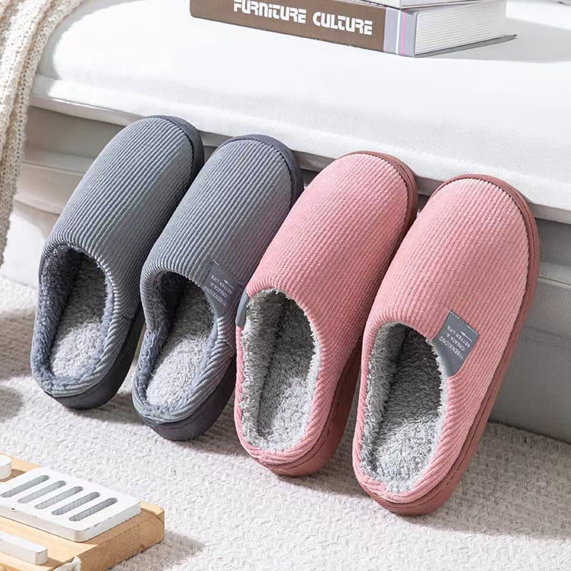 Winter Cotton Slippers for Women, Thick-Soled Indoor Couple Home Cotton Shoes, Warm and Comfortable Fleece-Lined Home Non-Slip Furry Slippers