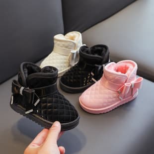 Girls Snow Boots Wholesale Export Fleece-lined Thickened Waterproof Anti-slip Baby Cotton Shoes Autumn Winter New Style Warm Shoes Children Shoes
