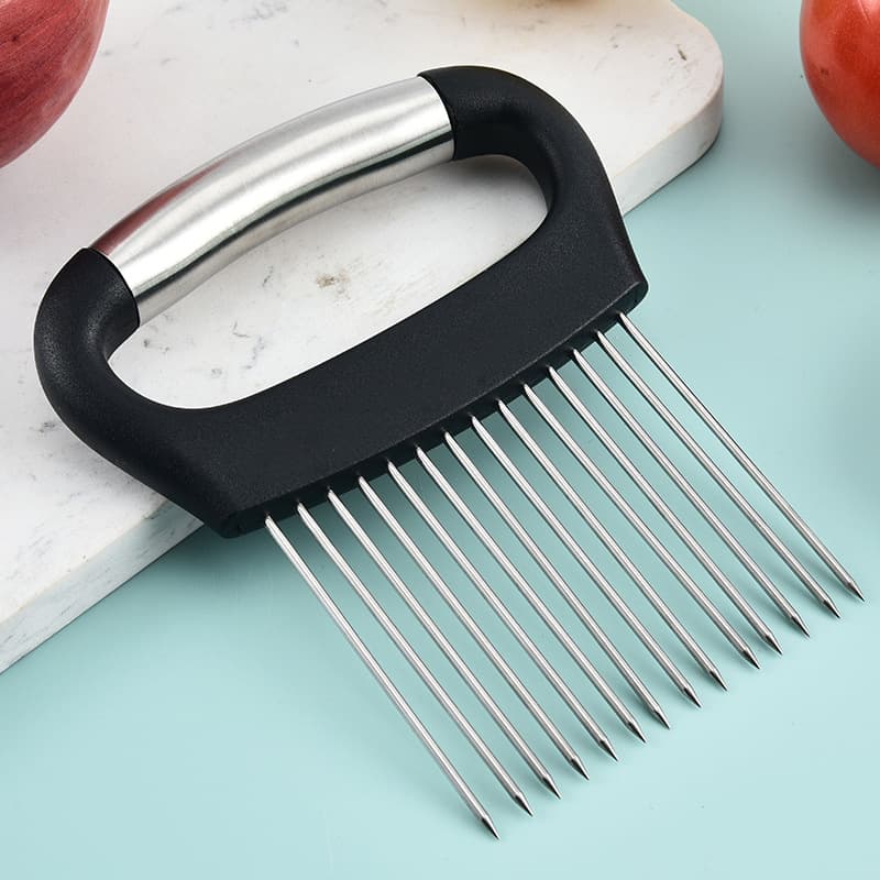 Meat Pricker 304 Stainless Steel Lemon Slicer Steak Meat Tenderizer Needle Onion Fork Vegetable Cutting Hand Guard Holder