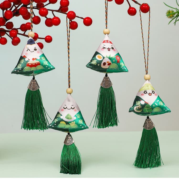 Customized Dragon Boat Festival Zongzi Sachets with Pendants, Mugwort Filling, Embroidered Sachets, Traditional Chinese Patterns, Kindergarten Decoration Pouches