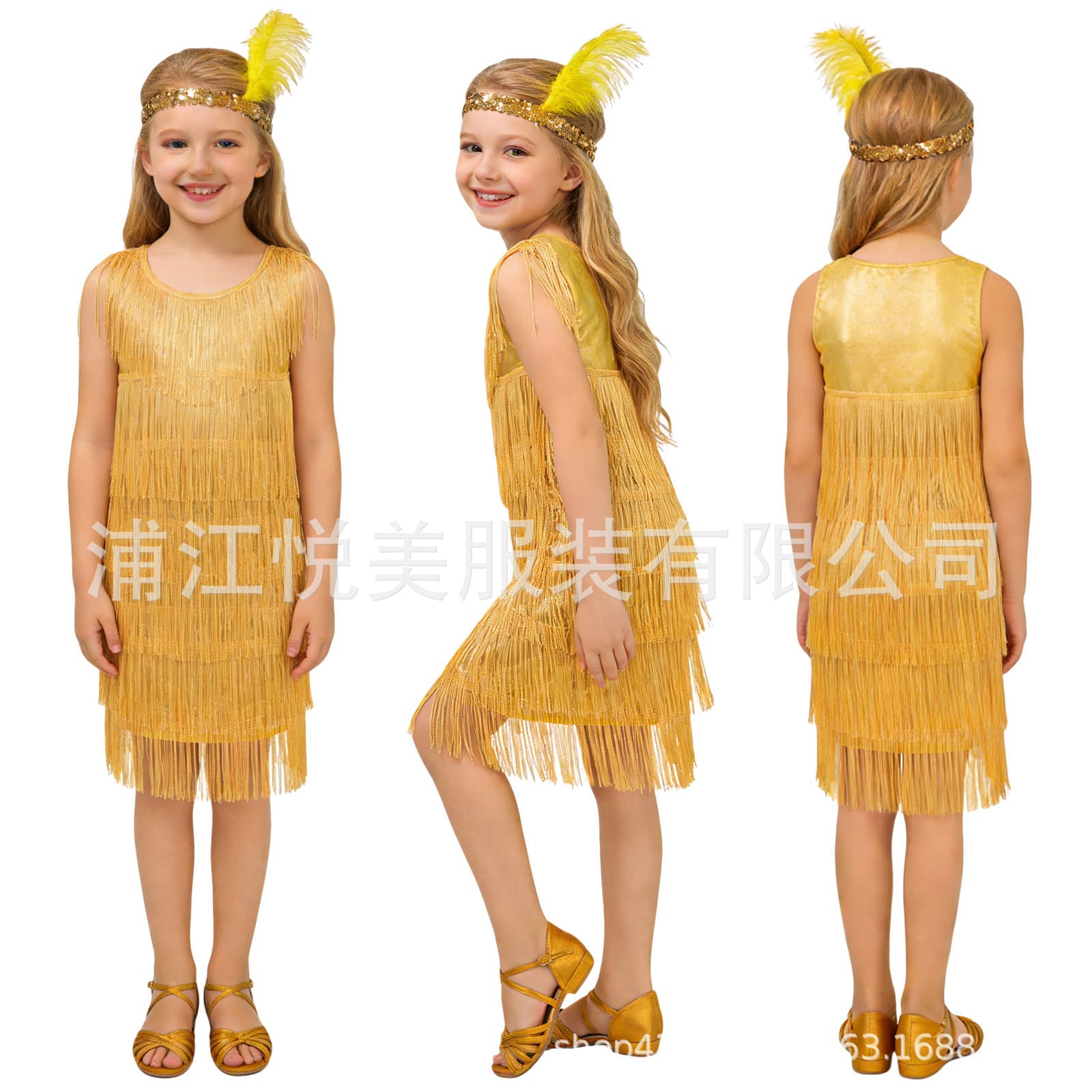 In Stock Girls Vintage Latin Dance Performance Costume Fringe Dress Dance Party Stage Outfit for Girls