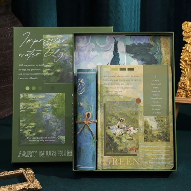 Vintage Oil Painting Notebook Set Gift Box High Aesthetic Journal for Girls Diary Notebook for Elementary School Students