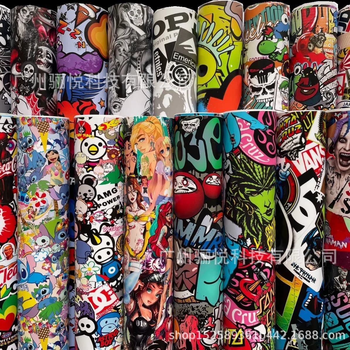 Cartoon Graffiti Vinyl Film Self-Adhesive Car Sticker Motorcycle Laptop DIY Wrapping Decal