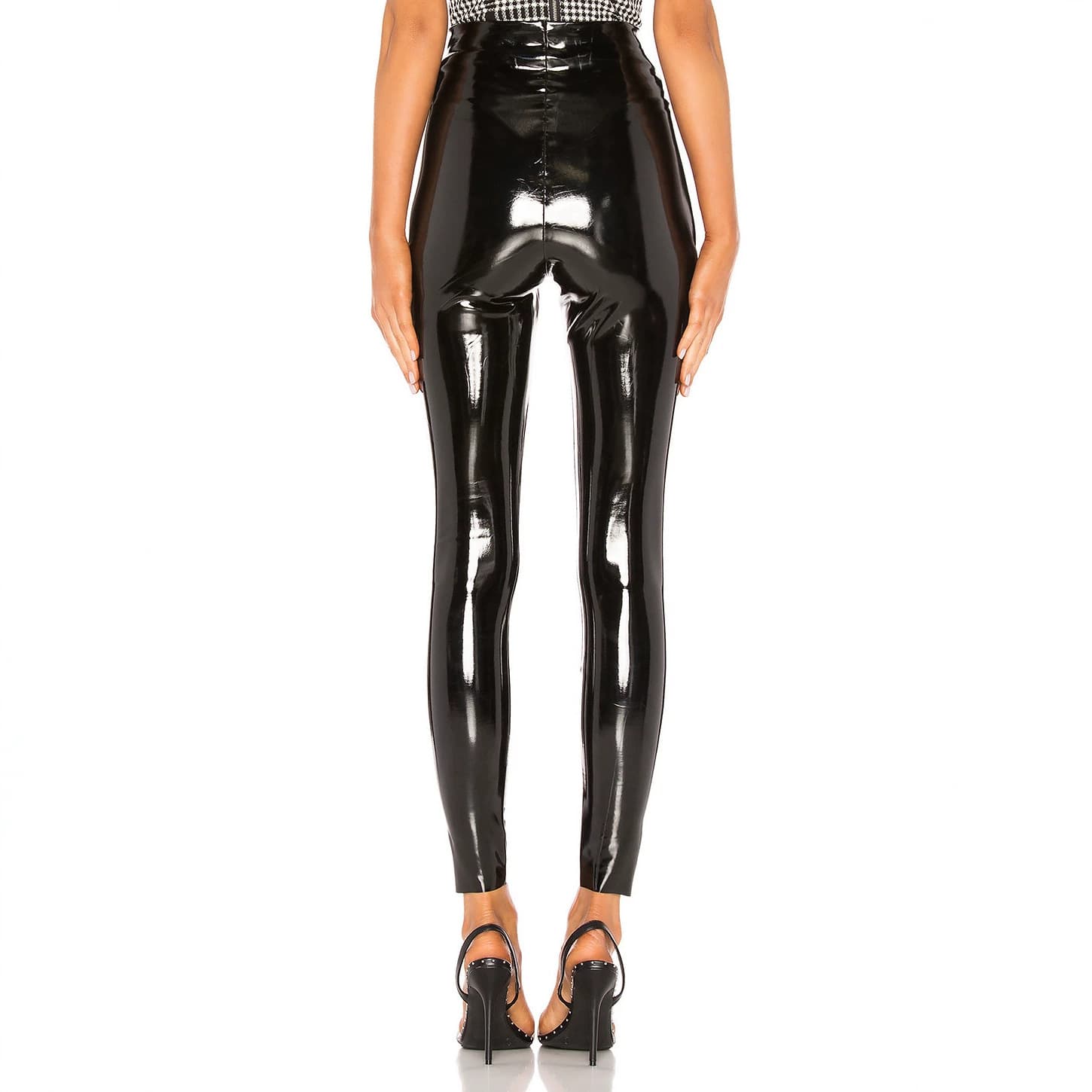 Women's Fashion White PU Patent Leather Skinny Cropped Pants for Europe and America, Amazon Summer New Arrival, Dropshipping