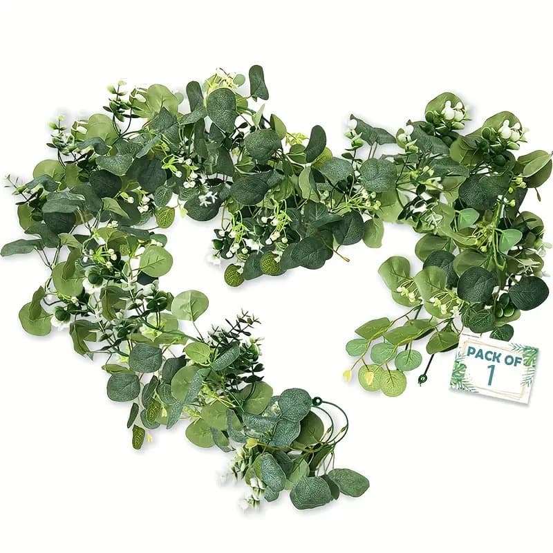 Cross-border simulated eucalyptus flower vine, artificial eucalyptus leaves, vines, wedding green plants, wrapped decorative ornaments, simulated rattan