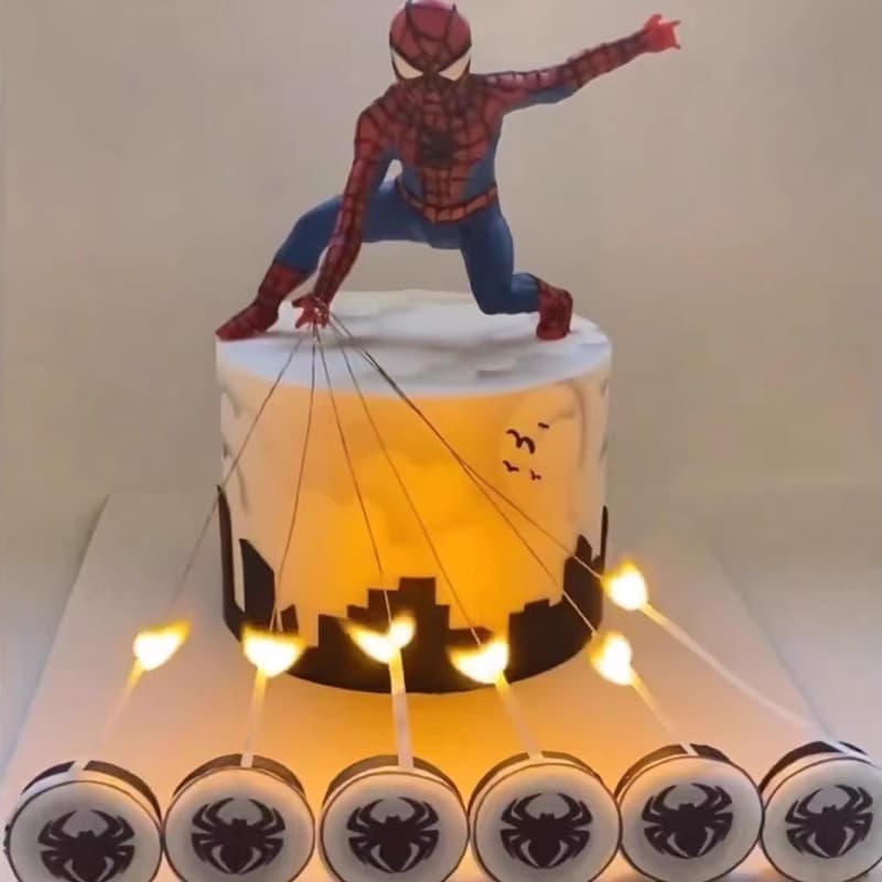 Popular Instagram-worthy magic flame hero birthday cake decorations and ornaments, also featured on Xiaohongshu (Little Red Book) - magic flame candles.