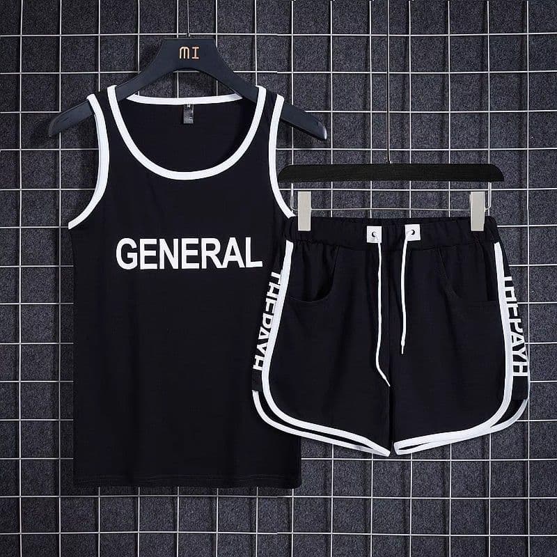 Men's Summer Ice Silk Sports Vest and Shorts Set, Couple Casual Sleeveless T-Shirt and 3-Inch Shorts
