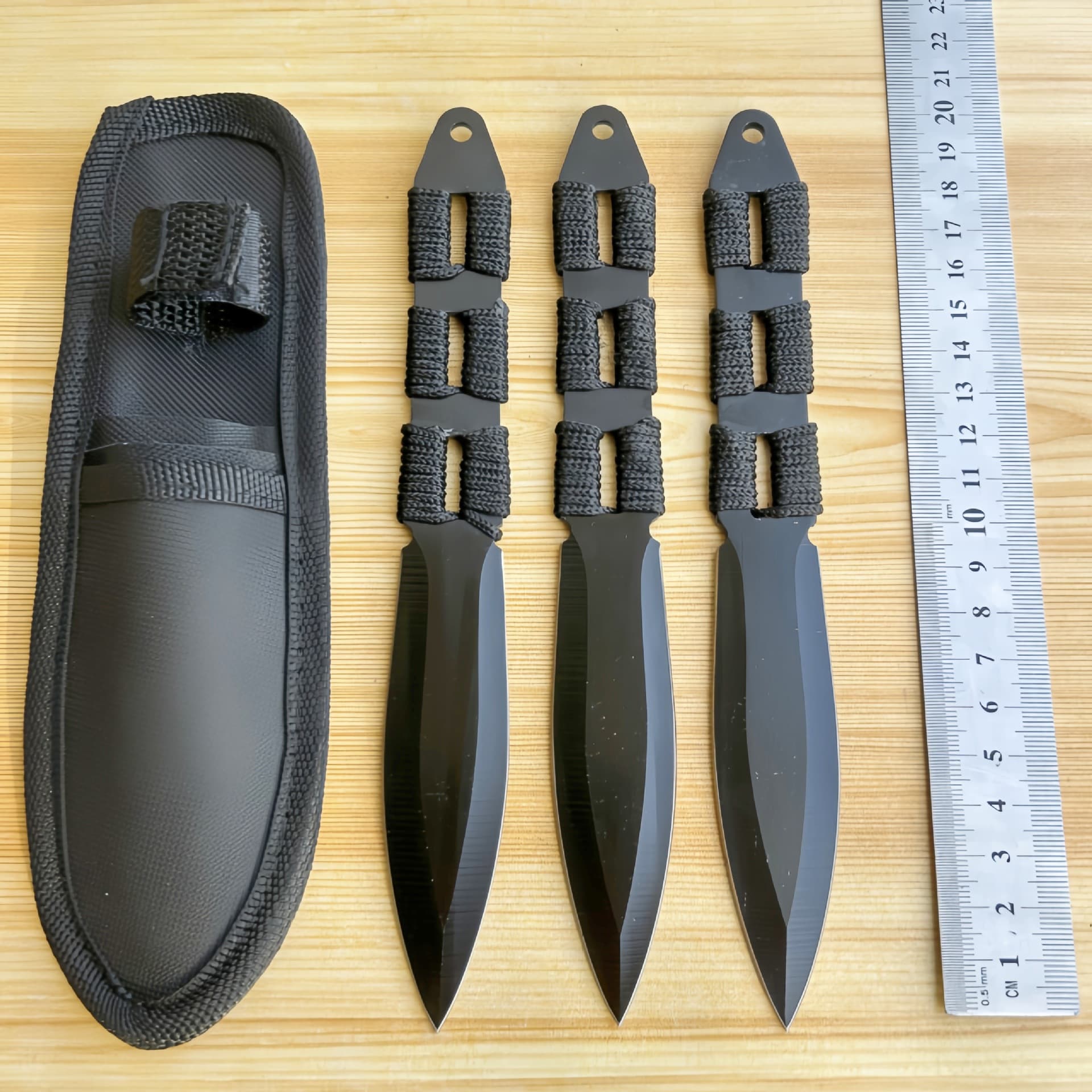 3-pack outdoor high-hardness fixed knife 3CR13MOV outdoor survival tactical knife multi-functional training knife without edge