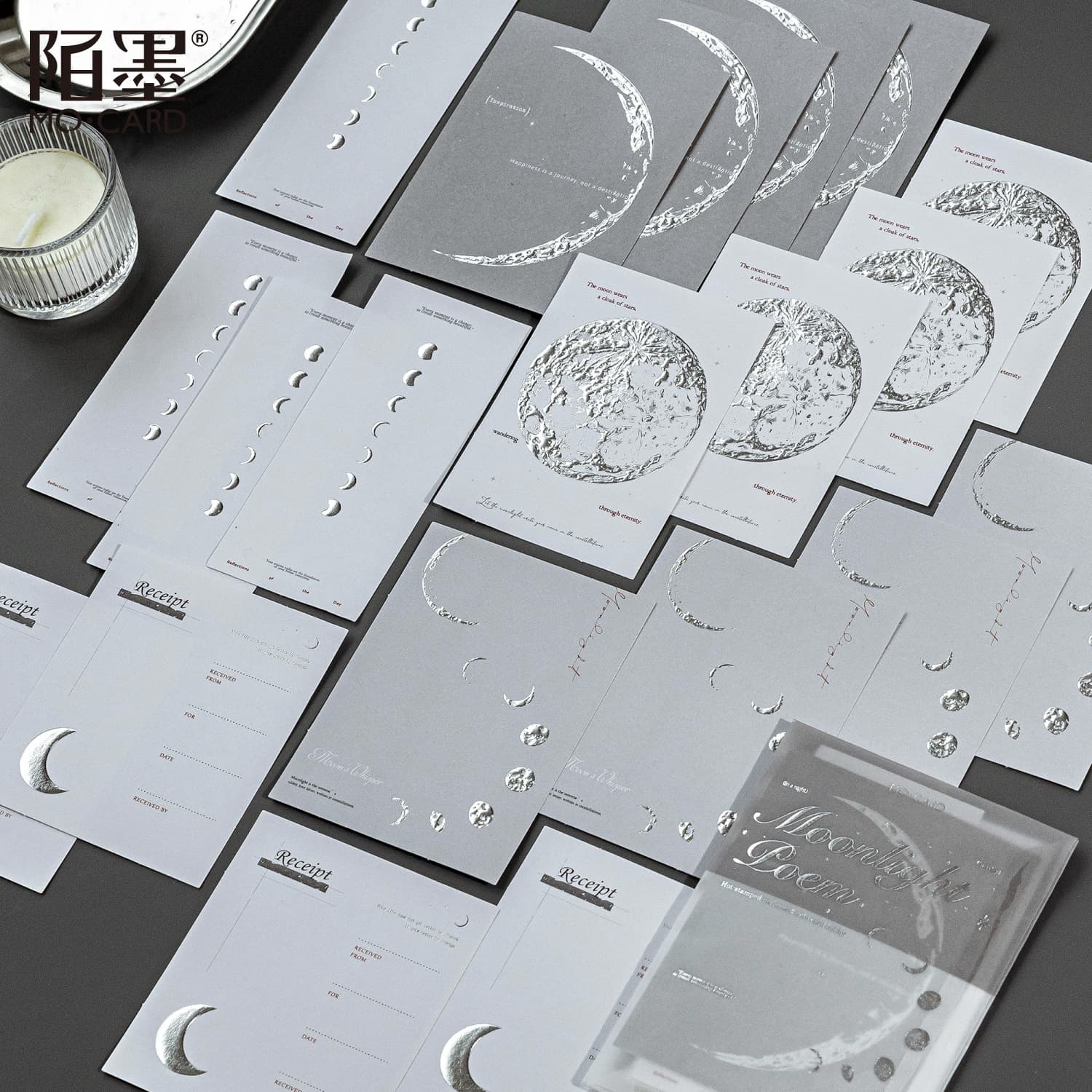 Momo Hot Silver Letterpress Embossed Memo Pads, All Things Silent as Mystery Series, Light Retro Plant Journal Material Paper